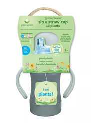 Green Sprouts Baby Sip Feeding Bottle with Straw Cup, 177ml, Grey