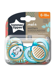 Tommee Tippee Moda Orthodontic Pacifier, 6-18 Months, 2 Pieces, Multicolour