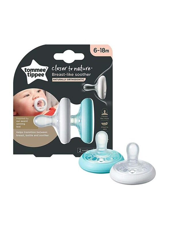 

Tommee Tippee Closer To Nature Soother for Ages 6-18 Month, 2-Piece, Blue