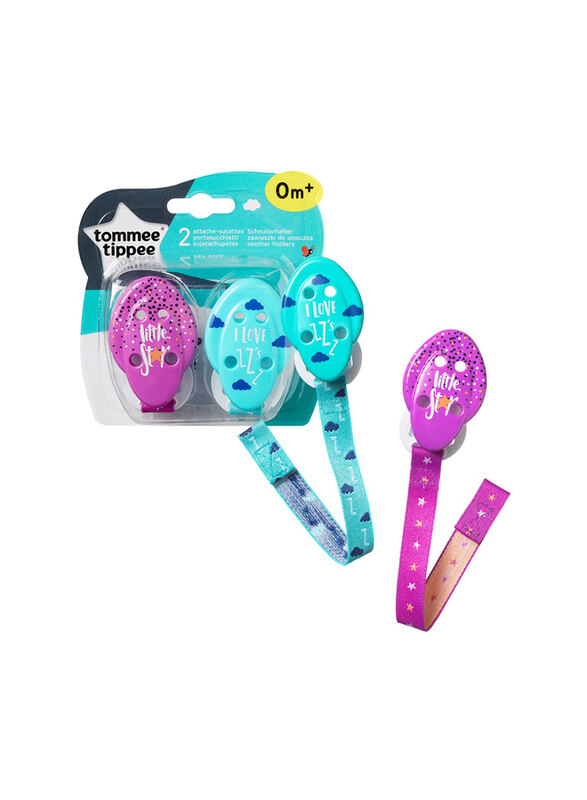 

Tommee Tippee Soother Holder 2 Pieces, 0+ Months, Pink/Green