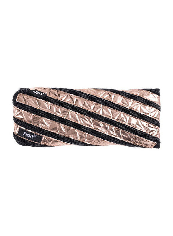 

Zipit Metallic Pencil Case/Cosmetic Makeup Bag, Rose Gold