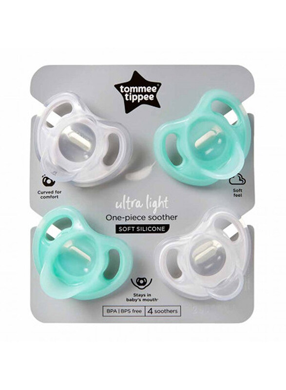 

Tommee Tippee Ultra-Light Silicone Soother, 4 Pieces, Blue/White