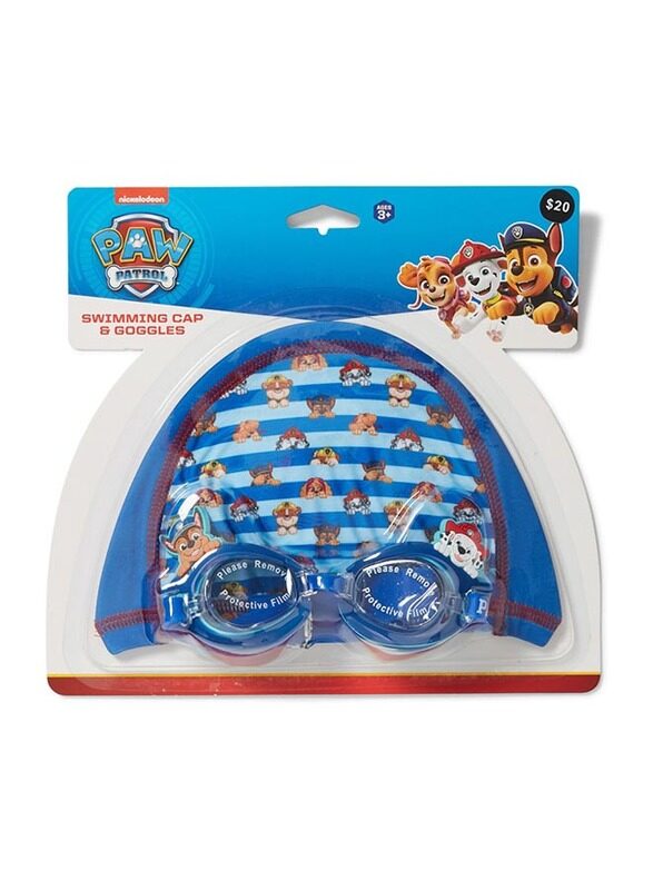 

Paw Patrol Silicone Swim Cap & Goggle Set for Kids, TRHA19814, Blue