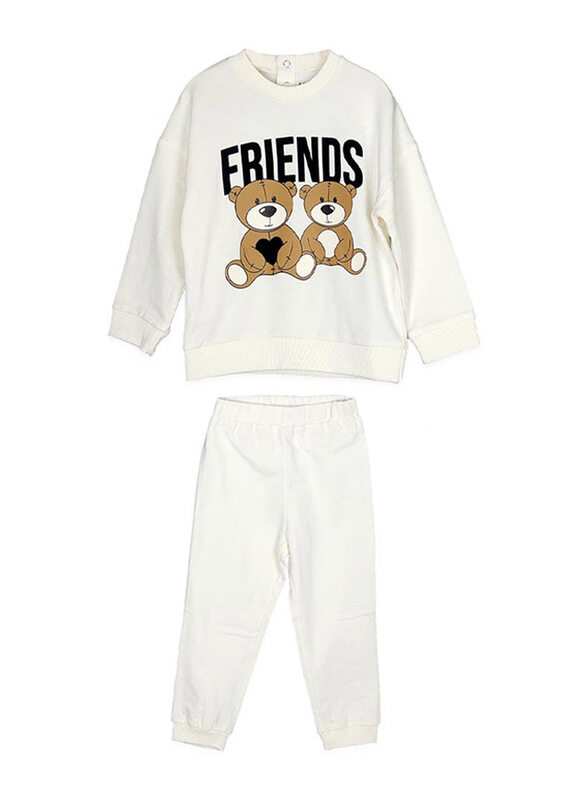 

Aiko Girls Bear Sweat Top & Joggers Set, 2 Piece, 3-6 Months, Off White