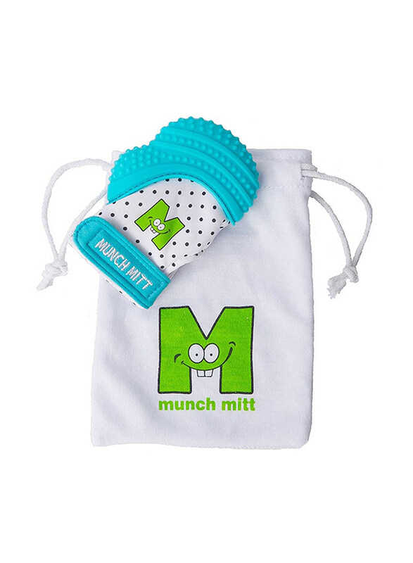 

Malarkey Kids Munch Baby Aqua Polka Dots Munch Mitt Teether, Multicolour