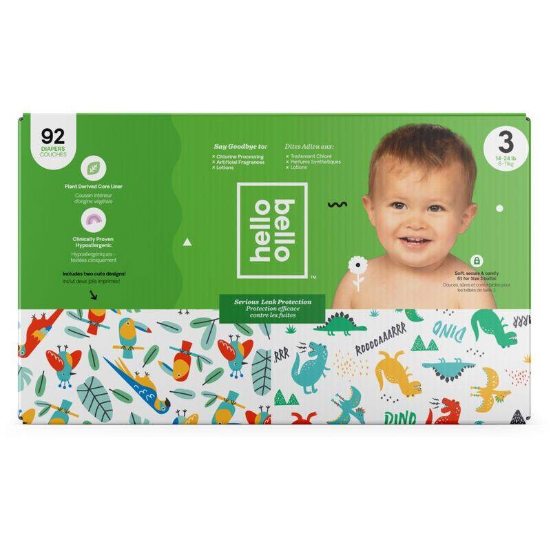 

Hello Bello Diapers Parrots & Dinos Boy, Size 3, 6 - 11 kg, 92 Count