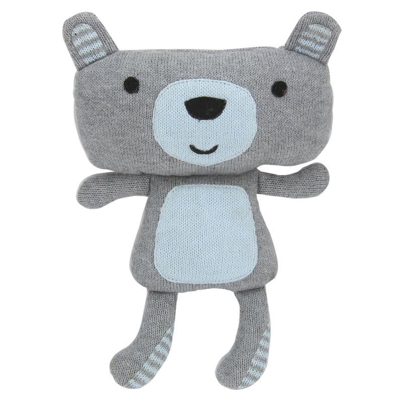Pluchi James Skinny Blanket with Bear Toy, Grey
