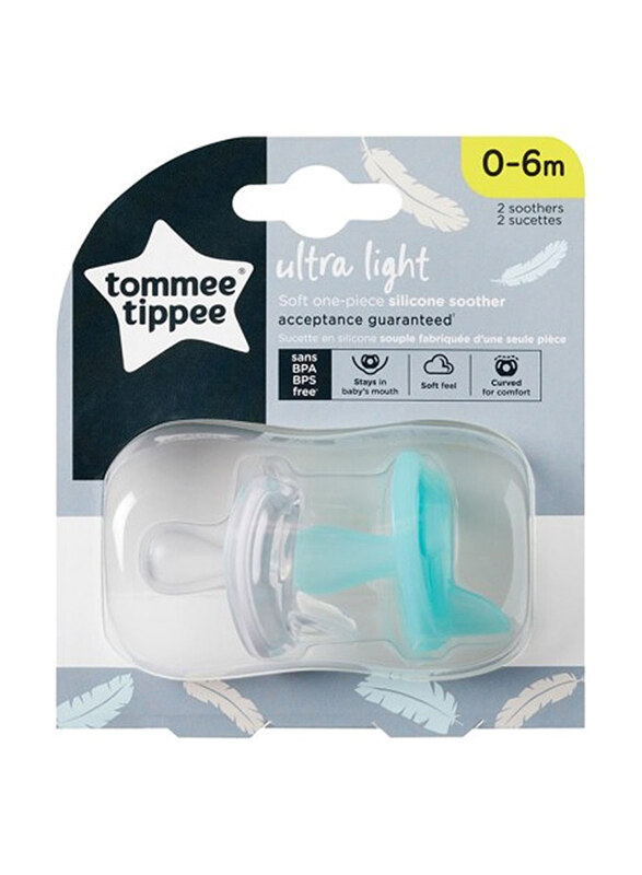 

Tommee Tippee Ultra-Light Silicone Soother, 2 Pieces, Clear