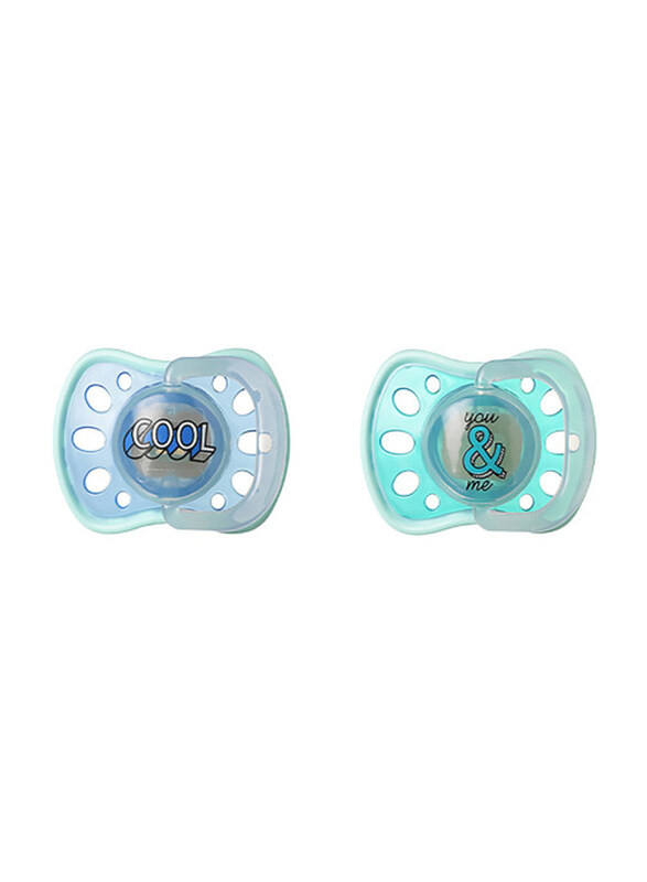 

Tommee Tippee Essentials Soft Rim Soothers for Ages 6-18 Months, 2-Piece, Sky Blue