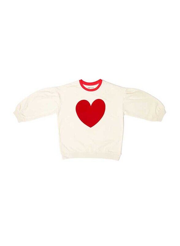 

Aiko Girls Sweat Top with Red Heart, 4-5 Years, White