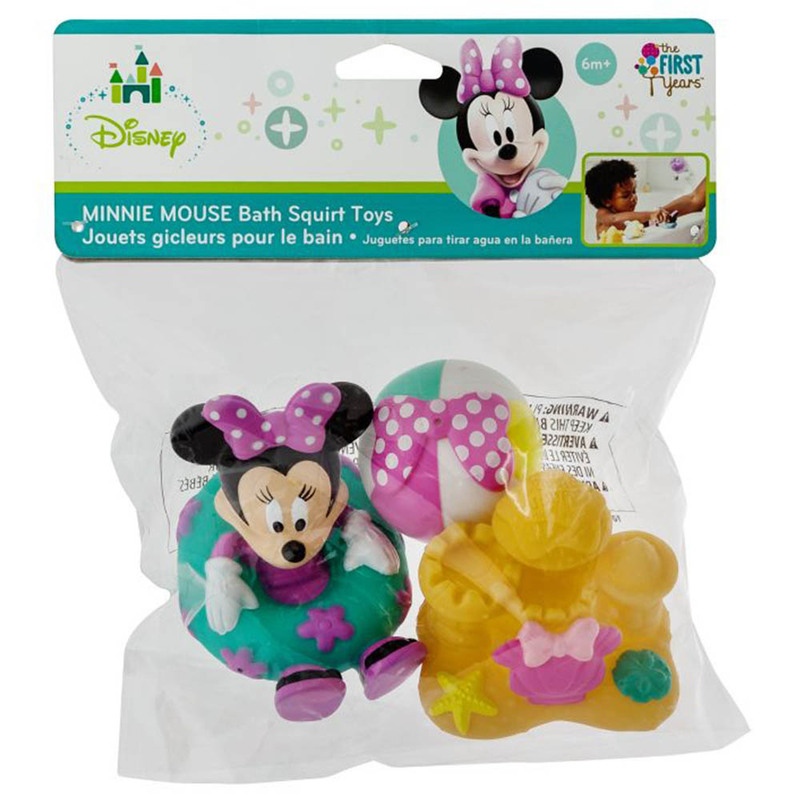The First Years 3-Piece Set Disney Bath Toys Minnie Squirtie for Kids, Pink