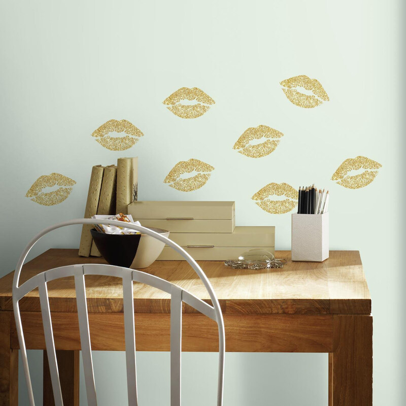 

Roommates Lip Peel & Stick Wall Decals with Glitter, Beige