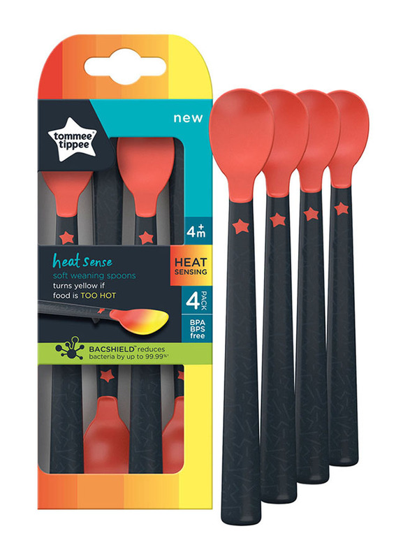Tommee Tippee Heat Sense Soft Weaning Spoon (Pack of 4), Red