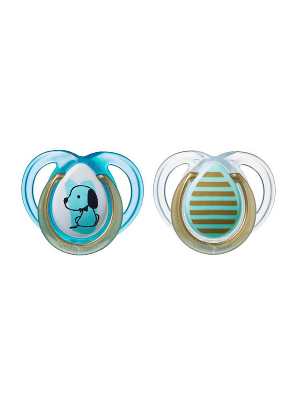 Tommee Tippee Moda Soother Pack of 2 -Boy, Turquoise/Clear