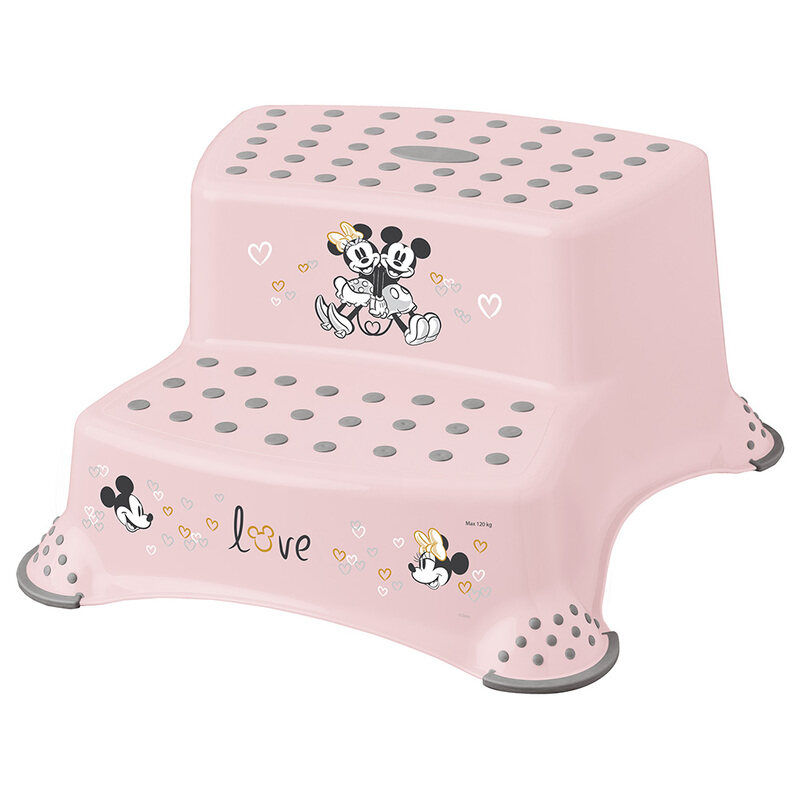 

Keeeper Disney Minnie Mickey Anti-Slip Double Step Stool, Pink