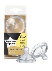 Tommee Tippee Closer to Nature Easi Vent Teats Unisex, Vari Flow, 2-Pieces, Clear