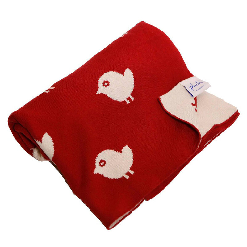 

Pluchi Birdies Baby Blanket, Red