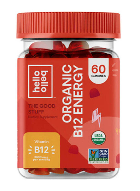 

Hello Bello Organic Vitamin B12 Energy Gummies, 60 Piece, Red