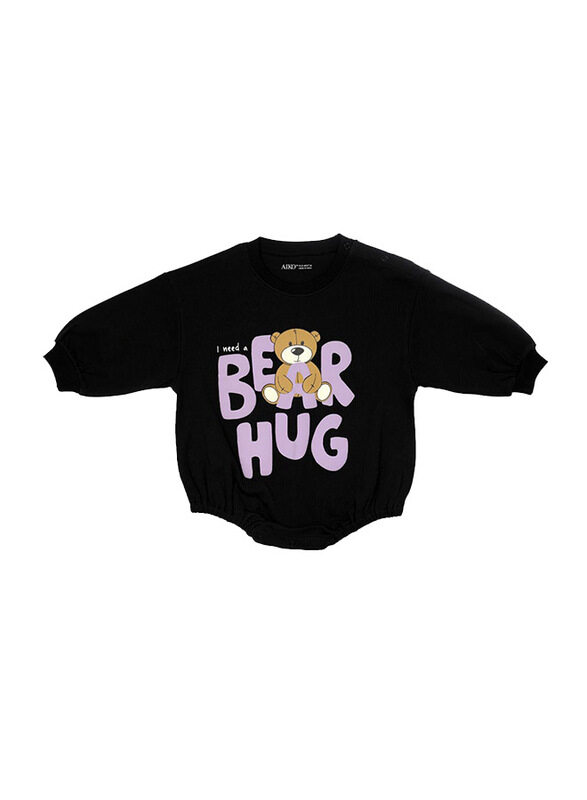 

Aiko Baby Bodysuit with Bear Print, 3-6 Months, Black