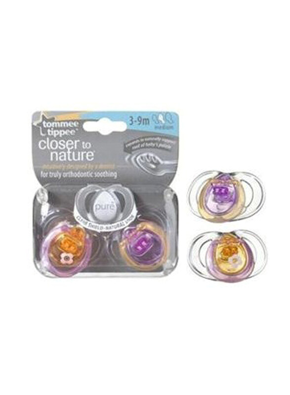 

Tommee Tippee Closer To Nature Pure Soother, 2 Pieces, Multicolour