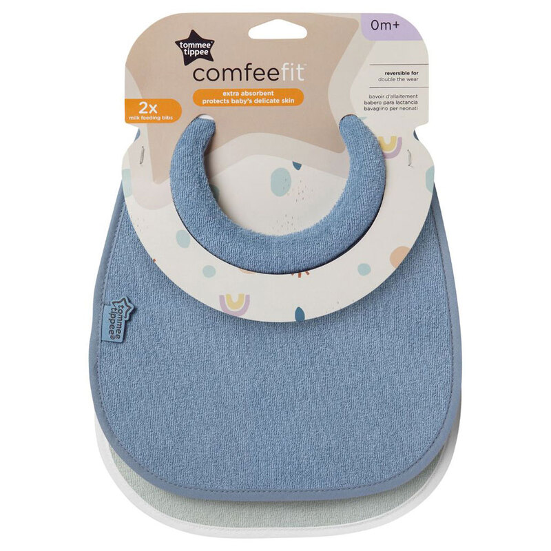Tommee Tippee Closer to Nature Milk Feeding Bibs, 2 Pieces, Green/Blue