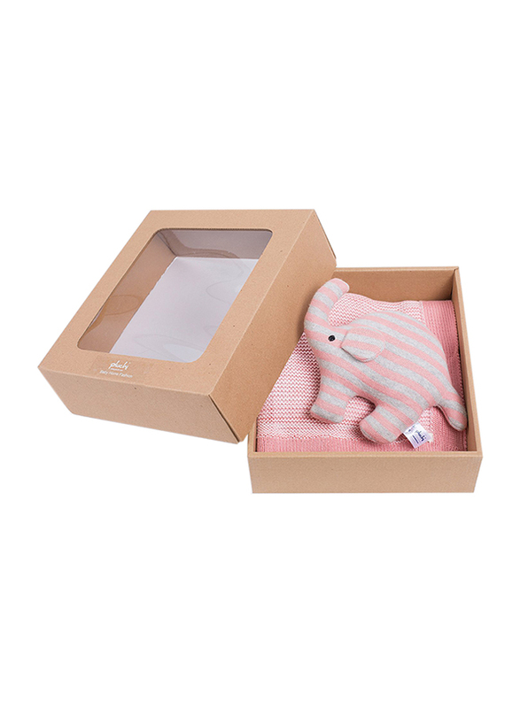 Pluchi Sophia Mini Blanket with Elephant Toy, Pink
