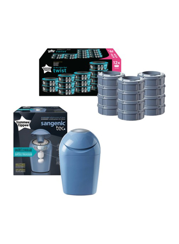 

Tommee Tippee Sangenic TEC Nappy Disposal Blue + Cassette, 13 Piecs, Multicolour