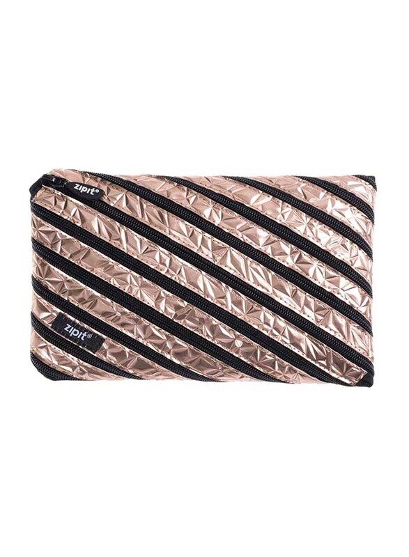 

Zipit Metallic Big Pencil Case/Cosmetic Makeup Bag, Rose Gold