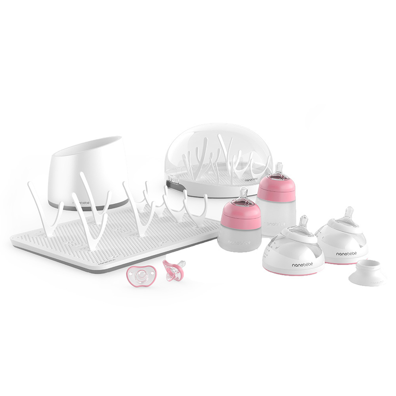 Nanobebe New-born Feeding Reinvented Gift Set, Pink/White