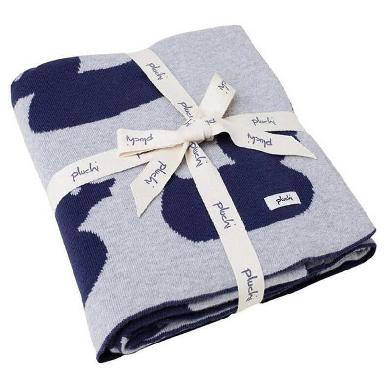 

Pluchi Ducky Love Baby Blanket, Blue/Grey