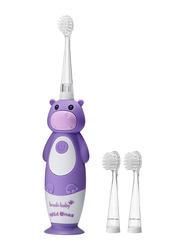 Brush Baby New Wildone Hippo Rechargeable Toothbrush, 3 Pieces, Lavender
