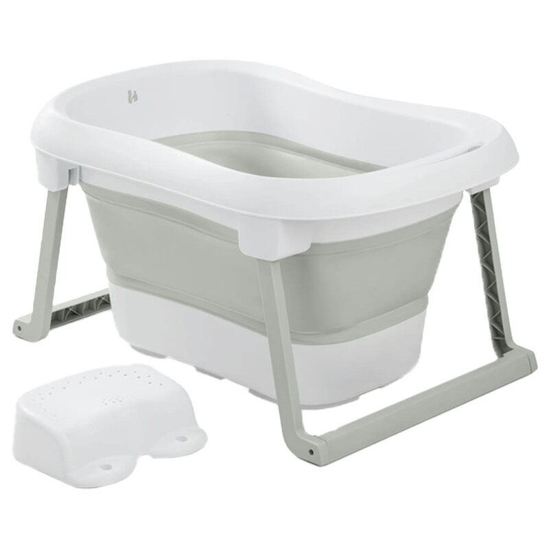 

Hauck Wash N Fold Baby Bath Tub with Stool, 2-Pieces, 0+ Months, White/Sage