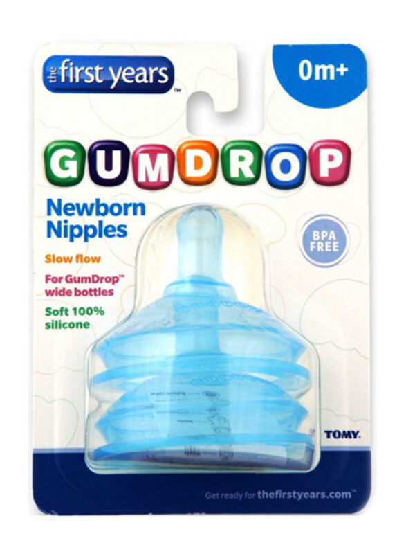 

The First Years Gumdrop Wide Slow Flow Nipples, Pack of 2, Blue