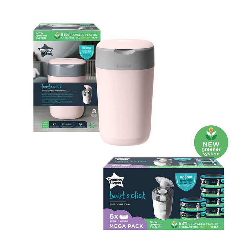 

Tommee Tippee Twist & Click Nappy Disposal Sangenic Bin, Piece 6, Pink