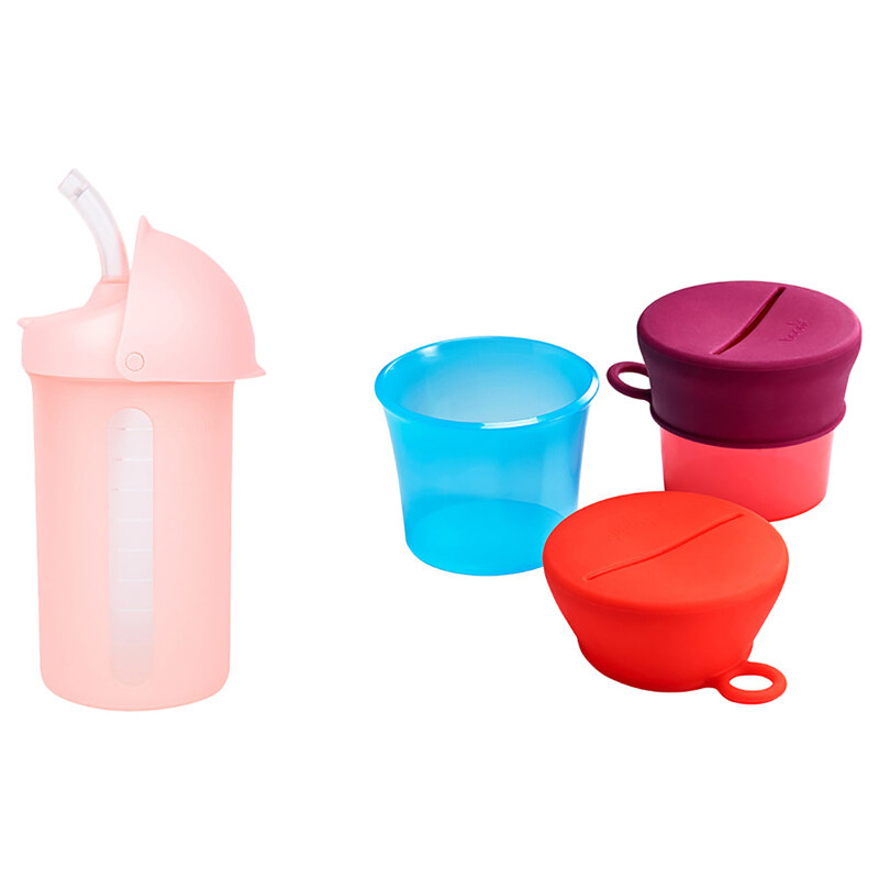 

Boon Swig Silicone Straw Bottle with Lids and Containers, 10oz, Pink
