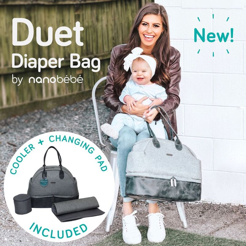 Nanobebe Duet Diaper Storage & Changing Bag For Kids Unisex, Grey