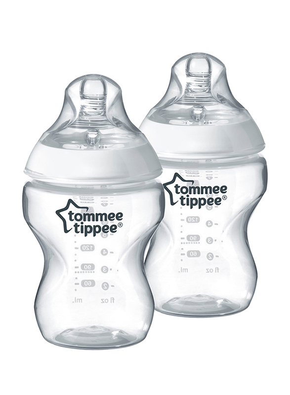 Tommee Tippee Closer to Nature Easi-Vent Feeding Bottle Unisex, 260ml, 2-Pieces, Clear