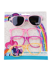 Hasbro My Little Pony Kids Sunglasses Set For Girls, with Interchangeable Frame, 4-Pieces, Pink/Yellow