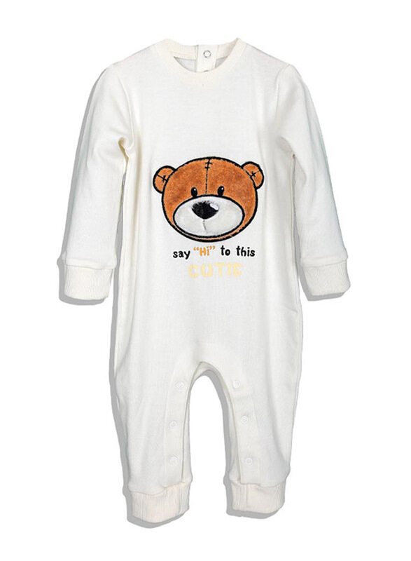 

Aiko Baby Jumpsuit with Bear Print, 18-24 Months, White