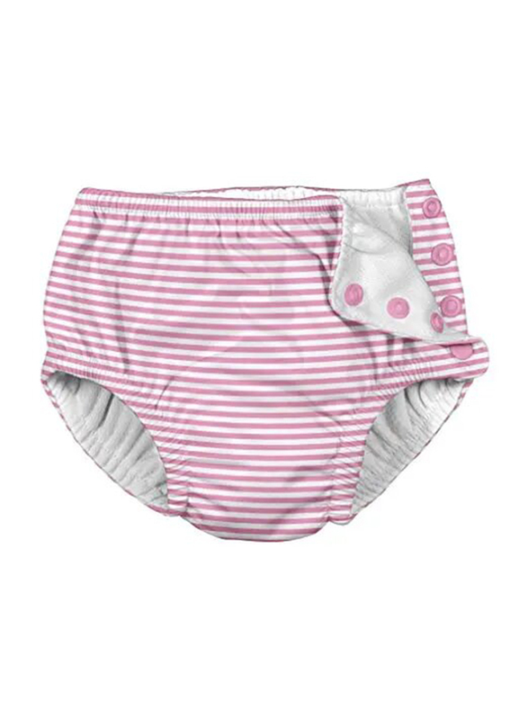 Green Sprouts Snap Reusable Absorbent Swimsuit Light Pink Pinstripe Diaper, 6 Months, 1 Count