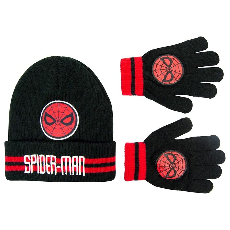 

Marvel Spiderman Winter Beanie Hat & Gloves, Black