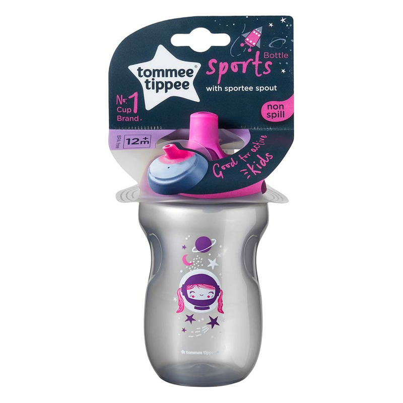 Tommee Tippee Explora Active Sports Bottle with Sportee Spout, 300ml, 12+ Months, Purple/Grey