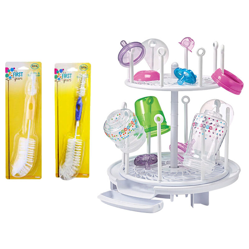 

The First Years Bottle & Teat Brush & Spinning Drying Rack, Grey