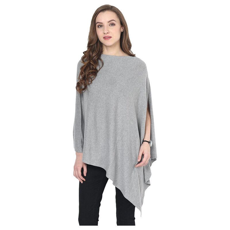 

Pluchi Knitted Nursing Rosette Poncho, Light Grey Melange