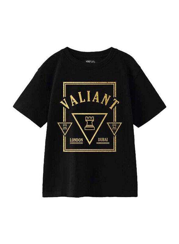 

Aiko Boys Stylish Valiant Printed T-Shirt, 7-8 Years, Black