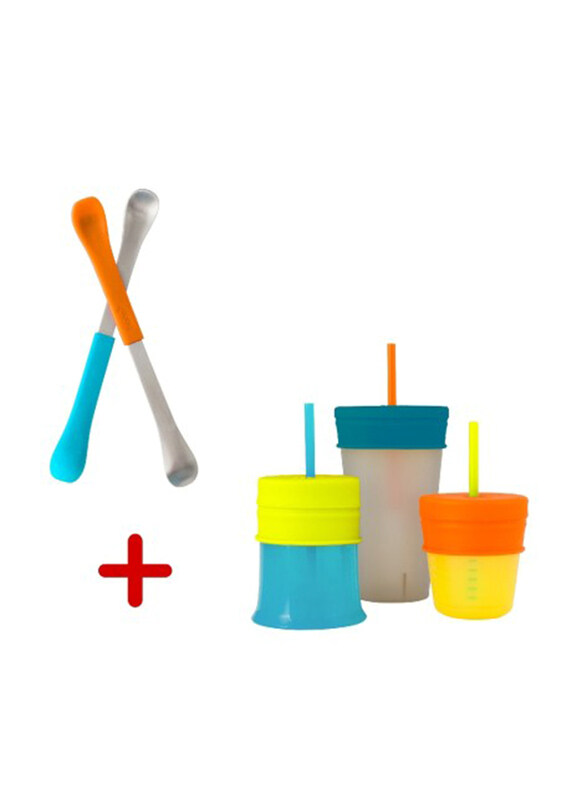 

Boon 2-in-1 Baby Feeding Snug Straw Cup with Swap & Spoon, Multicolour