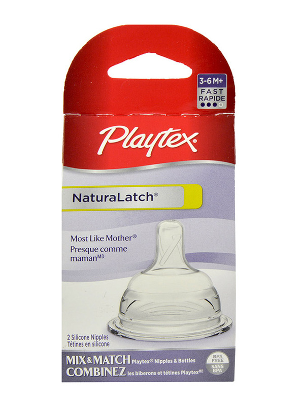 Playtex Baby NaturaLatch Nipple Fast Flow 2pc, Clear