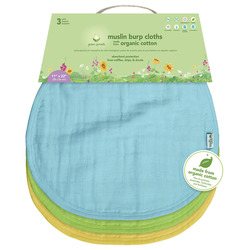 Green Sprouts Muslin Burp Organic Cloth, 3 Pieces, 0-12 Months, Multicolour