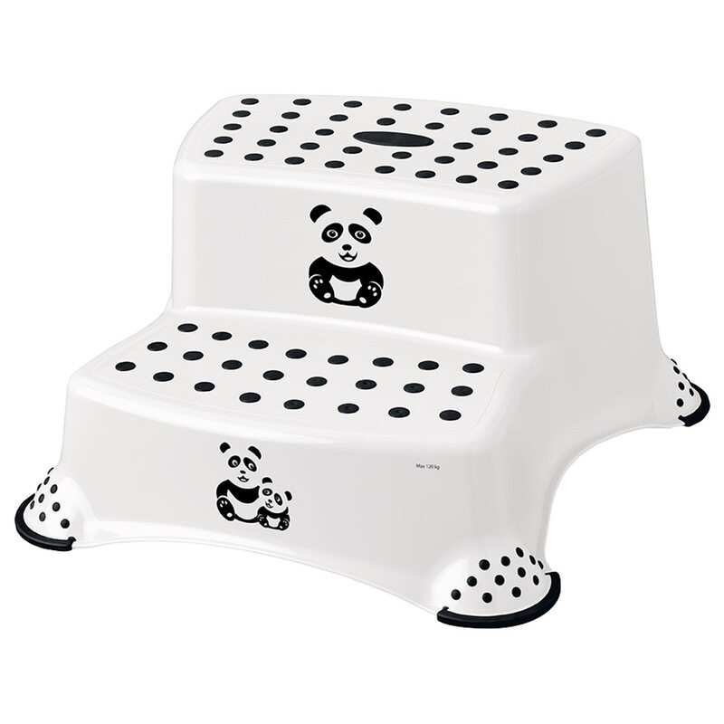 

Keeeper Panda Double Step Stool with Anti-Slip Function, White/Black