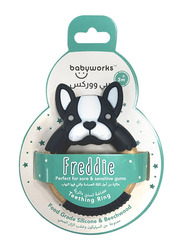 Babyworks Teething Ring Boxer Frenchie Charcoal/White, Grey